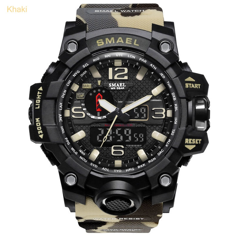 SMAEL Fashion Sport Watch Men Alarm Clock Camouflage Waterproof Week Display Men Watches Digital Watch relogio masculino 1545B