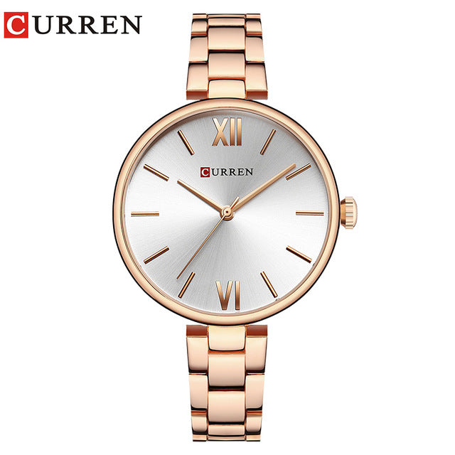 CURREN Women Watch Quartz Female clock Casual Fashion Stainless Steel Strap Watch