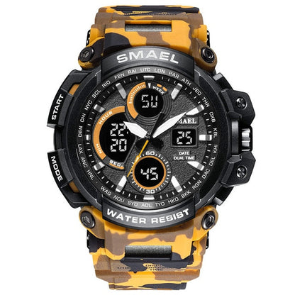 SMAEL Camouflage Military Watch Men Waterproof Dual Time Display Mens Sport Wristwatch Digital Analog Quartz Watches Male 1708