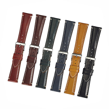 Vintage Calfskin Watch Strap 20mm 22mm 24mm Side Double Seam Simple Leather Strap