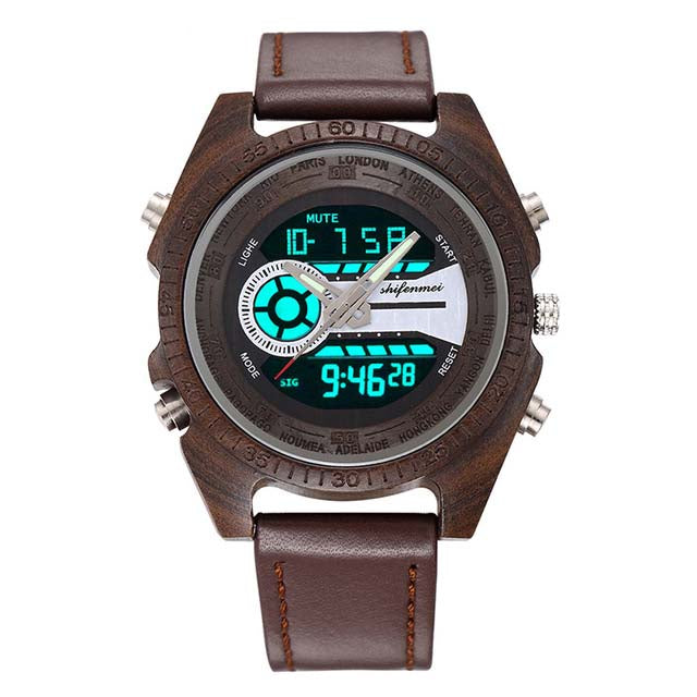 Antique Natural Wooden Men's Watches Vintage Digital Men Watch High Quality Men's LED display Wrist Watches Luminous Hand clock