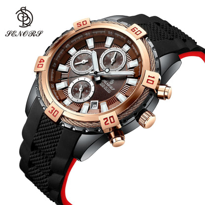 Senors men watch Top Brand  Casual Sport Watches for Men Blue Luxury Silicon  Wrist Watch Man Clock Fashion Chronograph