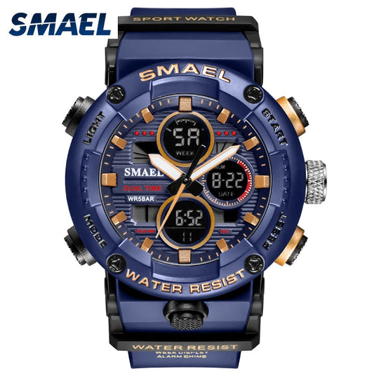 SMAEL 8038 Sport Watch Men Waterproof LED Digital Watches Stopwatch Big Dial Clock For Male 8038 relogio masculino Men Watches Quartz