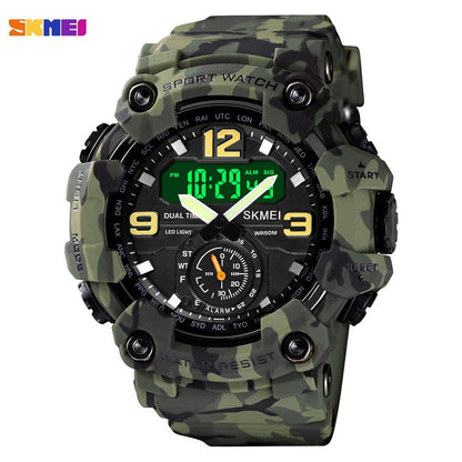 SKMEI 1637 Japan Movement 3 Time Dual Display Analog LED Electronic Quartz Wristwatch Military Men Sports Watches Relogio Masculino