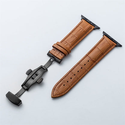 Apple Watch Strap Apple Watch 1-5 First Layer Cowhide Leather Strap Double Press Butterfly Buckle Watch Strap