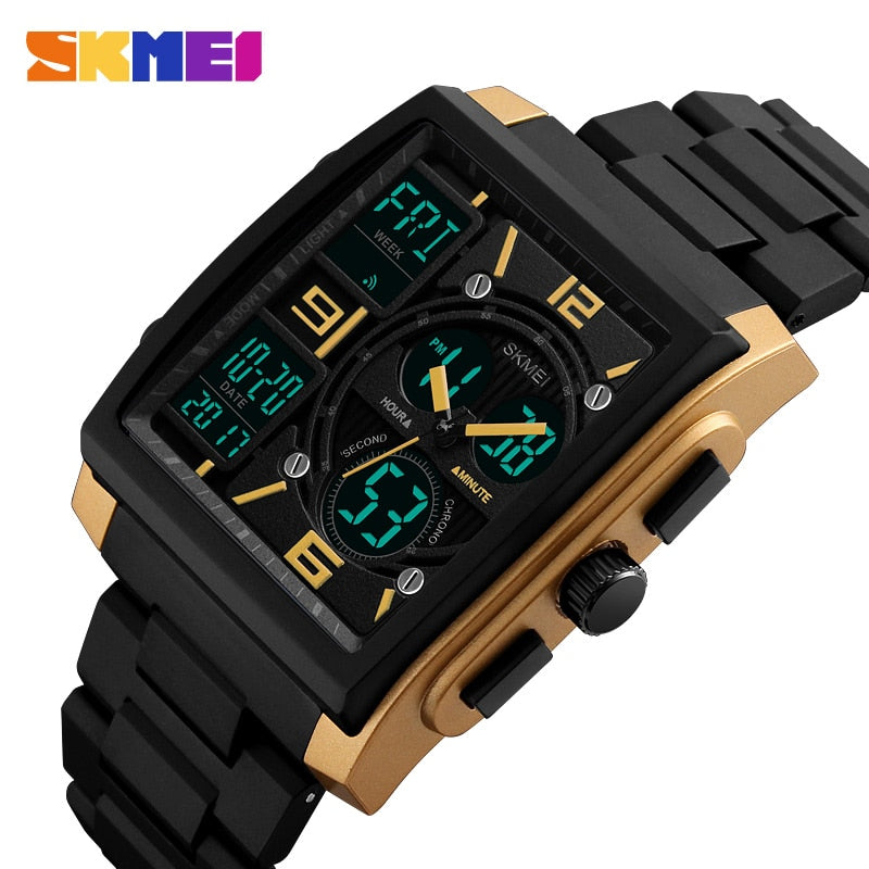 SKMEI 1274 Japan Quartz Digital movement Dual Dispaly Men's Clock Military 3 Time Countdown Male Sport Watches Relogio Masculino