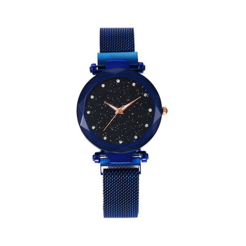 Women Mesh Magnet Buckle Starry Sky Watch Casual Luxury Women Geometric Surface Quartz Watches Relogio Feminino