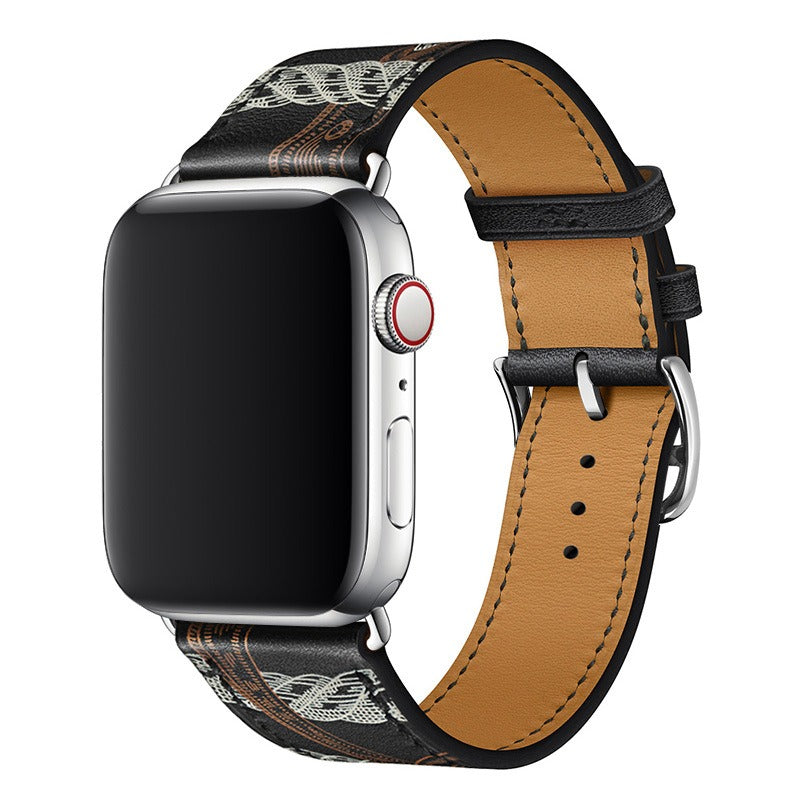 Apple Leather Watch Lead Layer Cowhide Apple Watch iwatch8 Watchband Color Patchwork Single Circle Watch Band