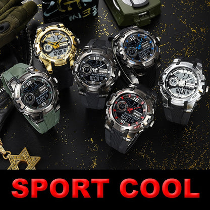 Sanda Top Brand 6015 Dual Display Wrist Watch Men Watches Brand Male For Clock Military Sport Wristwatch Outdoor Waterproof Hour