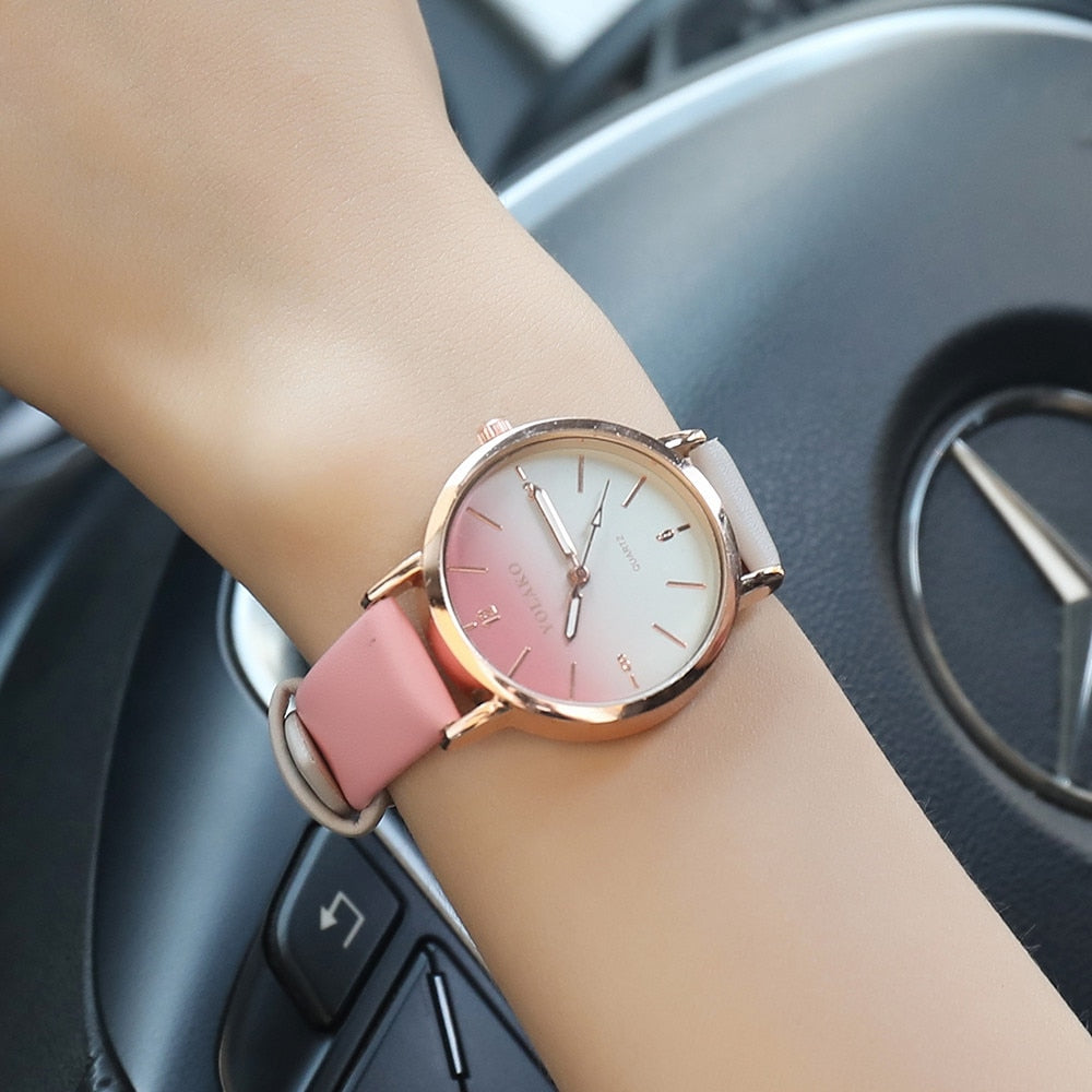 Brand Leather Quartz Women's Watch Ladies Fashion Watch Women Wristwatches Clock relogio feminino masculino W50