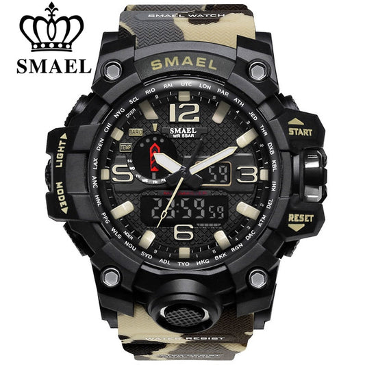 SMAEL Fashion Sport Watch Men Alarm Clock Camouflage Waterproof Week Display Men Watches Digital Watch relogio masculino 1545B