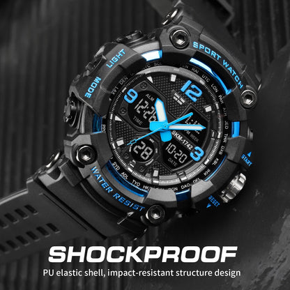 SKMEI 1742 New Shockproof Mens Watches 2 Time Chrono Personality Digital Sport Mens Wristwatch Waterproof Watch relogio masculino