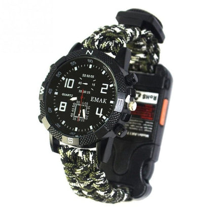 EDC Tactical multi Outdoor Camping survival bracelet watch compass Rescue Rope paracord equipment Tools kit