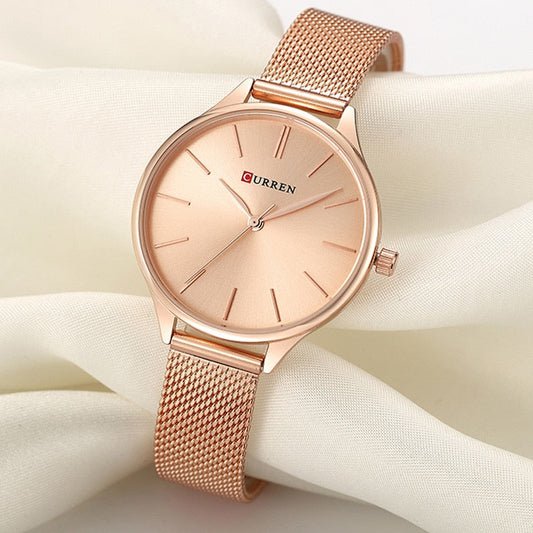 CURREN Women Watches Luxury Wrist watch Clock for Women Milanese Steel Lady Rose Gold Ladies Watch