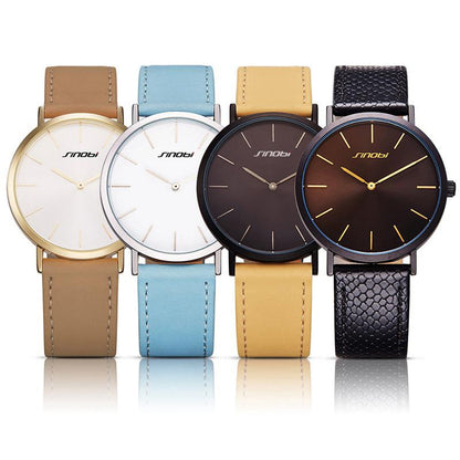 SINOBI Black Womens Wrist Watches Leather Watchband Quartz Clocks