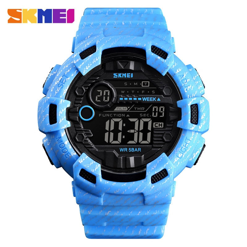 SKMEI 1472 Fashion Sport Watch Men Alarm Clock Cowboy Waterproof Week Display Men Watches Denim Digital Watch relogio masculino