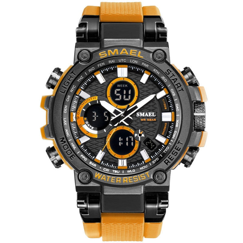 SMEAL 1803 Men Sport Watches Digital Double Time Chronograph Watch Mens LED Chronometre Week Display Wristwatches montre homme Hour