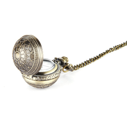 Nostalgic Korean Retro Small Spider Web Ball Couple Necklace Pocket Watch