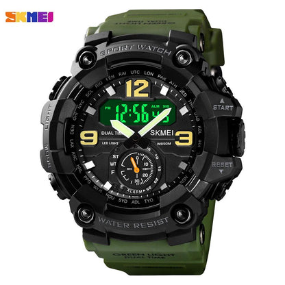 SKMEI 1637 Japan Movement 3 Time Dual Display Analog LED Electronic Quartz Wristwatch Military Men Sports Watches Relogio Masculino