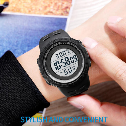 SKMEI 1681 Body Temperature Men's Watch Electronic 5Bar Waterproof Long Battery Life Alarm Clock LED Healthy Male Sport Watch