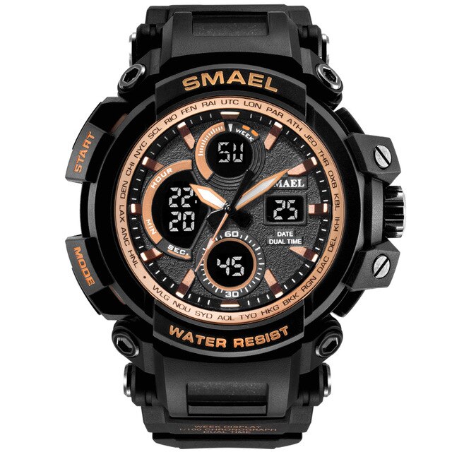 SMAEL Camouflage Military Watch Men Waterproof Dual Time Display Mens Sport Wristwatch Digital Analog Quartz Watches Male 1708