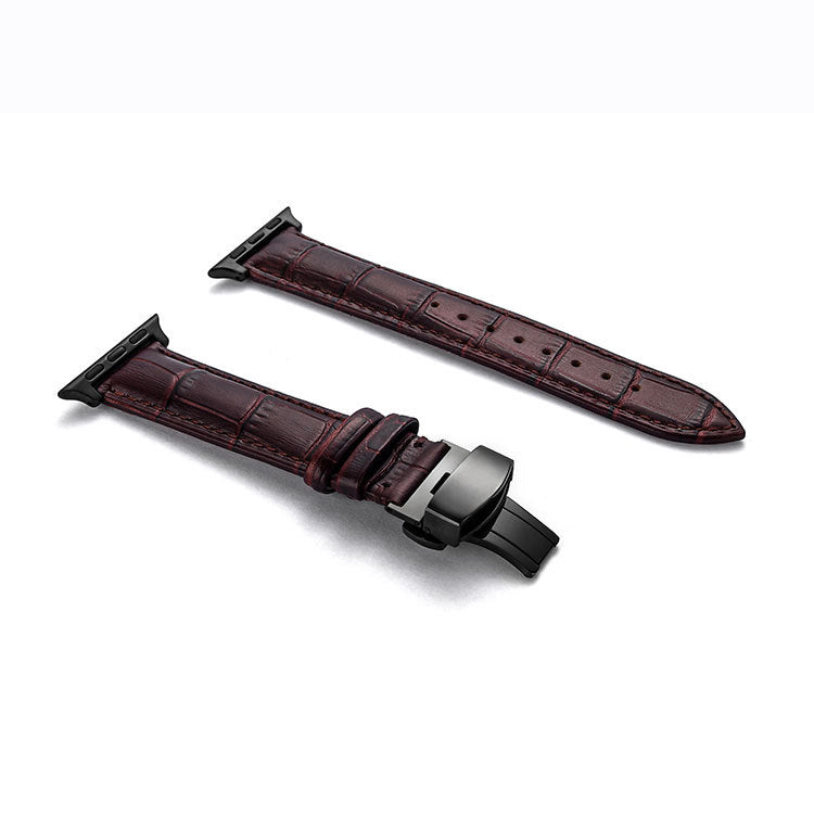 Apple Watch Strap Apple Watch 1-5 First Layer Cowhide Leather Strap Double Press Butterfly Buckle Watch Strap