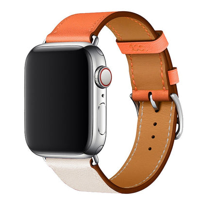 Apple Leather Watch Lead Layer Cowhide Apple Watch iwatch8 Watchband Color Patchwork Single Circle Watch Band