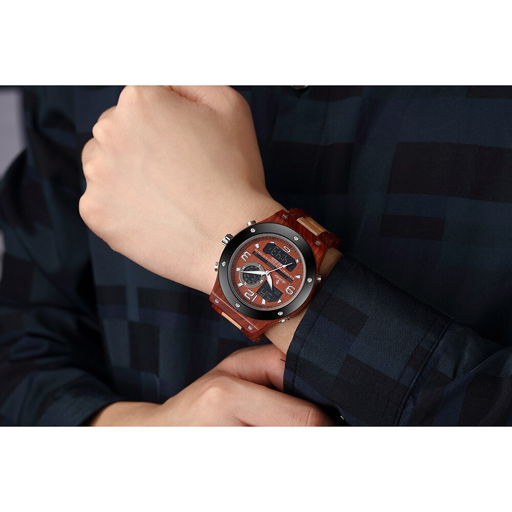 Senor Digital Watch Wood Watch Men Military Sport Wristwatch Mens Quartz Watches Top Brand Luxury Wooden Watch Male Relogio