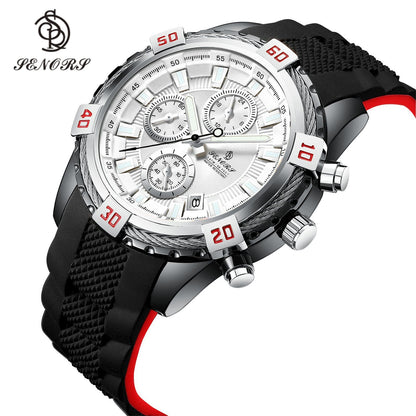 Senors men watch Top Brand  Casual Sport Watches for Men Blue Luxury Silicon  Wrist Watch Man Clock Fashion Chronograph