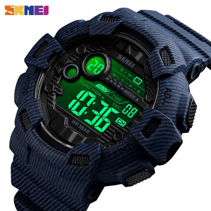 SKMEI 1472 Fashion Sport Watch Men Alarm Clock Cowboy Waterproof Week Display Men Watches Denim Digital Watch relogio masculino