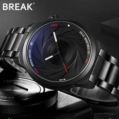 BREAK Photographer Series Unique Camera Style Stainless Strap Men Women Casual Sport Watches