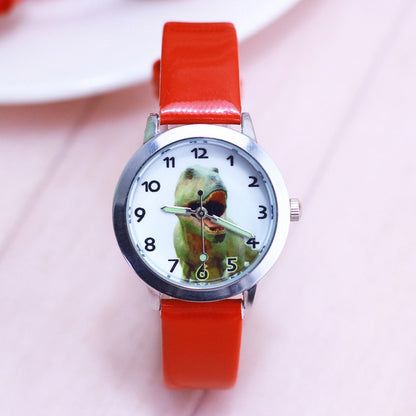 Children boys girls cool cartoon anime dinosaur quartz watches kids sports luminous hands leather clock kol saati