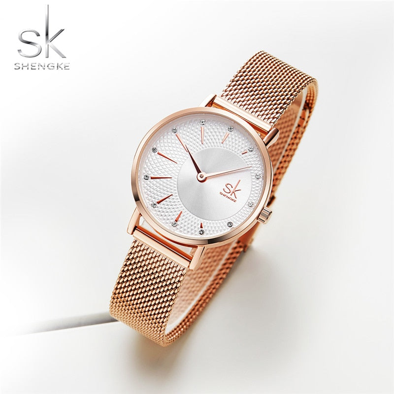 SHENGKE SK Women Watch Top Brand Luxury 2019 Rose Gold Women Bracelet Watch For Ladies Wrsit Watch Montre Femme Relogio Feminino