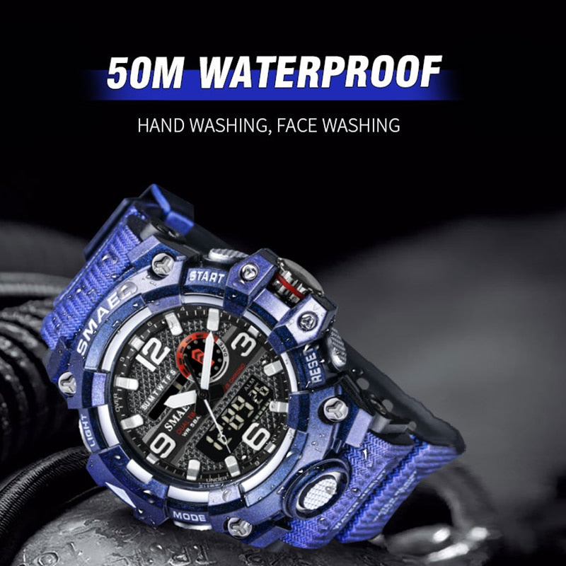 SMAEL 8035 Men Sport Watches Dual Time Digital Watch Quartz 50m Waterproof Watch Led Military Watch Sport 8035 Men Watches Wristwatch