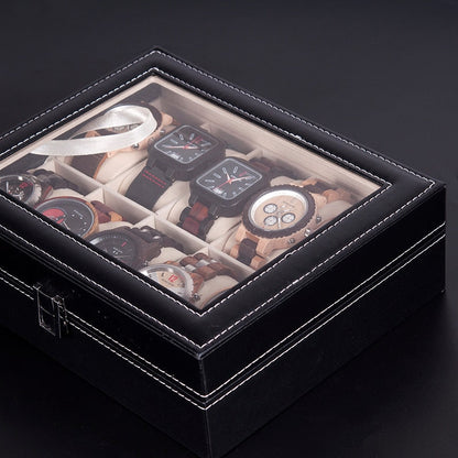 Watches Display Box Organizer Storage Box Leatherette Wrist Watch Holder Jewelry Display Case