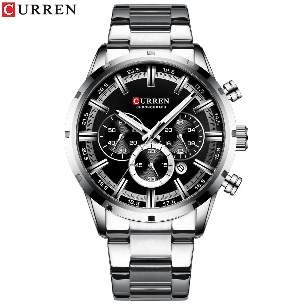 CURREN New Fashion Watches with Stainless Steel Top Brand Luxury Sports Chronograph Quartz Watch Men Relogio Masculino