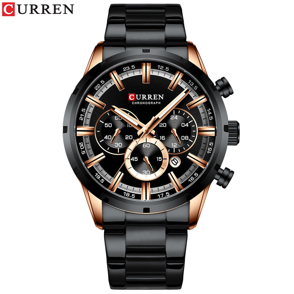 CURREN New Fashion Watches with Stainless Steel Top Brand Luxury Sports Chronograph Quartz Watch Men Relogio Masculino