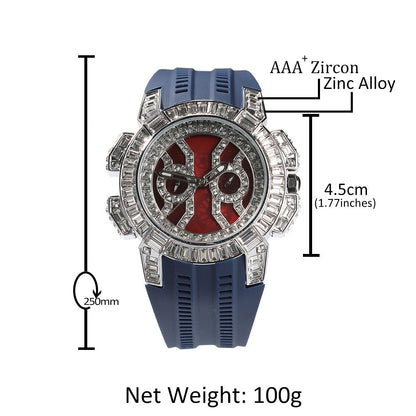 Gu Meng New Men's Watch Hip-Hop Tape Color Shell Quartz Watch Fashion Diamond-Encrusted Large Dial Watch