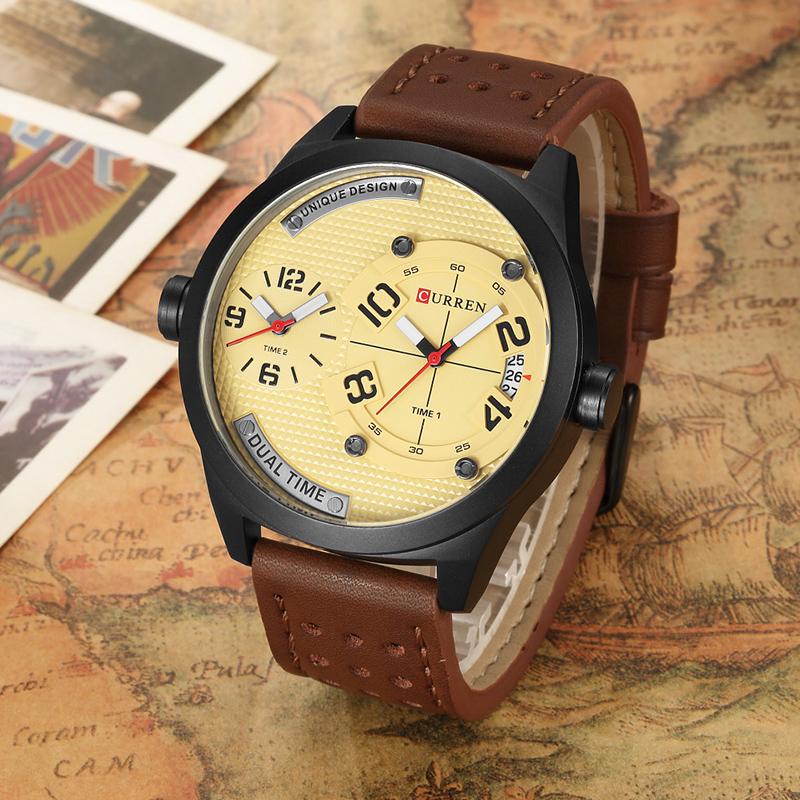 CURREN Men leather Strap Casual Business 30 meter Waterproof