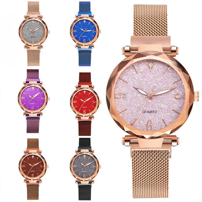 Rose Gold Women Watch Top Brand Luxury Magnetic Starry Sky Lady Wrist Watch Mesh Female Clock For Dropship relogio feminino