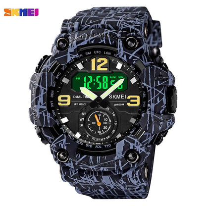 SKMEI 1637 Japan Movement 3 Time Dual Display Analog LED Electronic Quartz Wristwatch Military Men Sports Watches Relogio Masculino