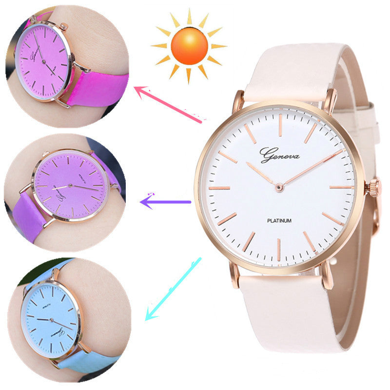 Temperature Change Color Women Watch Sun UV Color Change Men Women Quartz Wristwatches