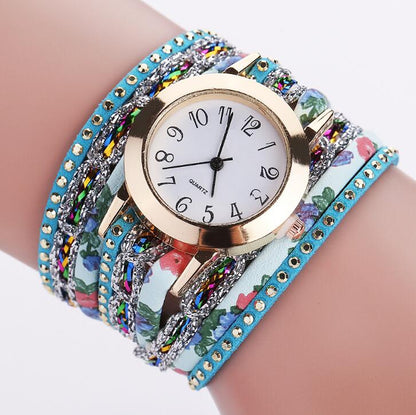 Top Brand Luxury Watches Women Flower Popular Quartz Diamond Leather Bracelet Watch Female Ladies Gemstone Dress Wristwatch