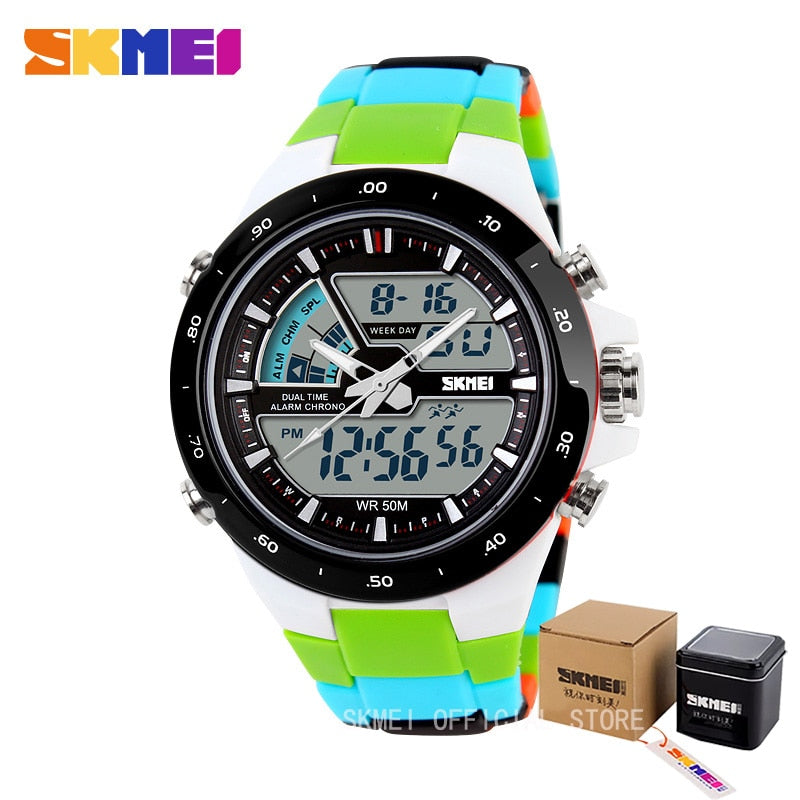 SKMEI 1016 Sport Watch Men Fashion Casual Alarm Clock Waterproof Military Chrono Dual Display Wristwatches Relogio Masculino