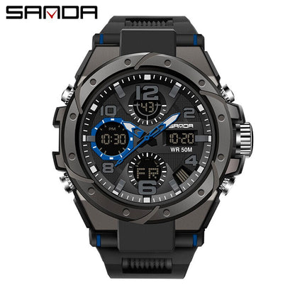 SANDA Sport Military Wrist Watch Men Watches Brand Male Watch For Men Clock Dual Display Wristwatch Army Outdoor Waterproof