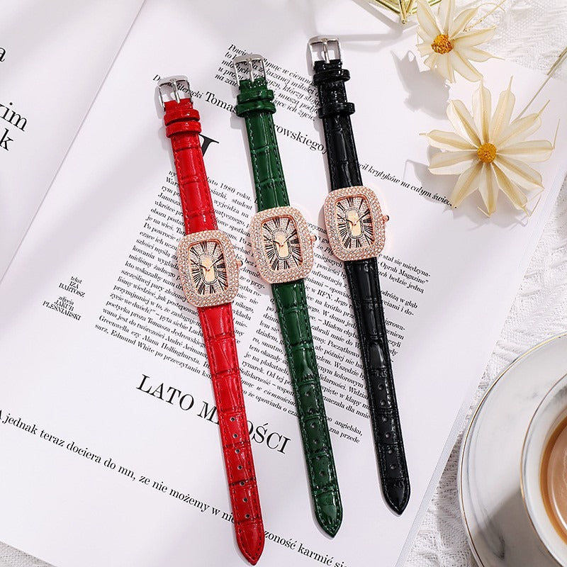 Small Green Watch Women's Watch Little Dove Egg Net Red Water Diamond Stars Watch