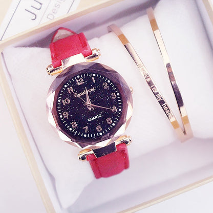 Quartz Wristwatches Fashion Starry Sky Women Watches  Leather Ladies Bracelet Watch