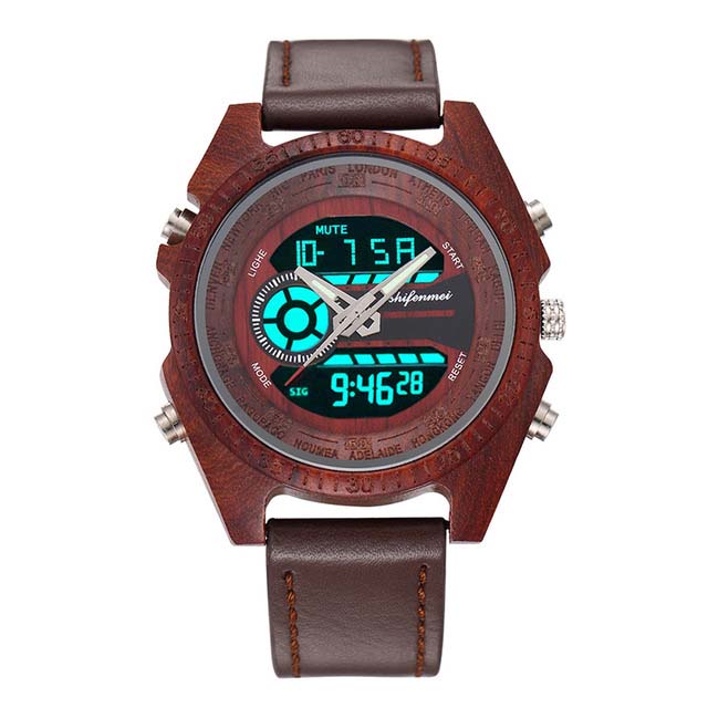 Antique Natural Wooden Men's Watches Vintage Digital Men Watch High Quality Men's LED display Wrist Watches Luminous Hand clock