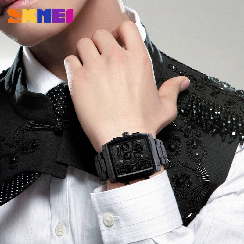 SKMEI 1274 Japan Quartz Digital movement Dual Dispaly Men's Clock Military 3 Time Countdown Male Sport Watches Relogio Masculino