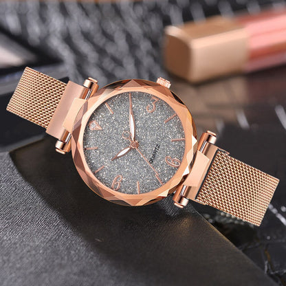 Rose Gold Women Watch Top Brand Luxury Magnetic Starry Sky Lady Wrist Watch Mesh Female Clock For Dropship relogio feminino